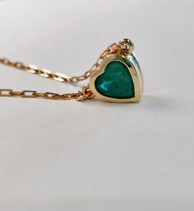 Emerald Heart Necklace on Yellow Gold Chain