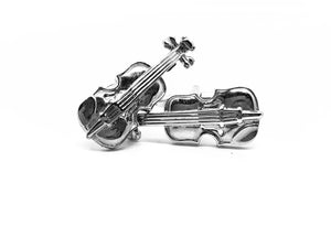 Silvertone violin or fiddle cufflinks