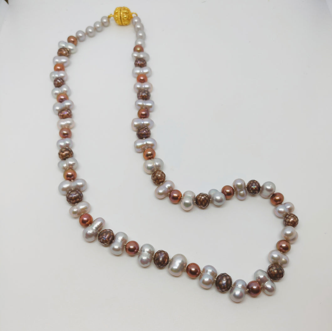 Cocoa Pearl and Freshwater Necklace