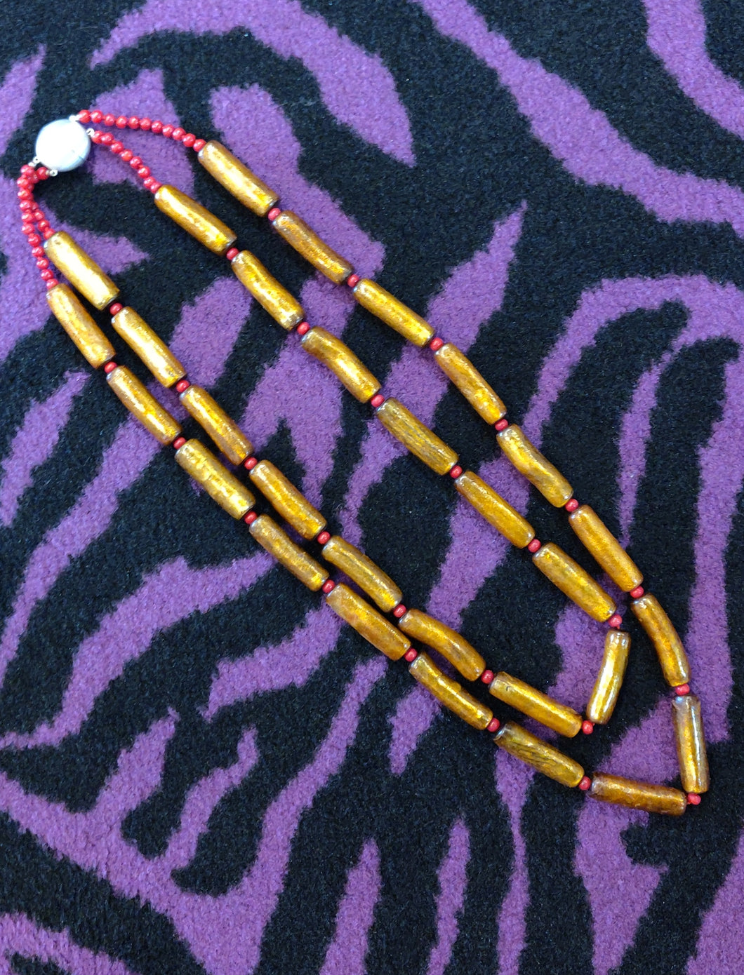 Golden Bamboo and Stem Coral Beads