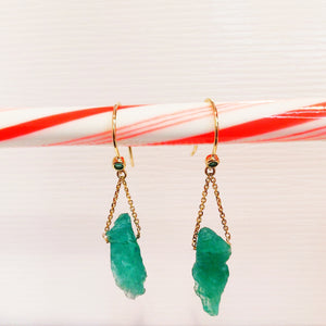 Raw Emerald Dangle Earrings