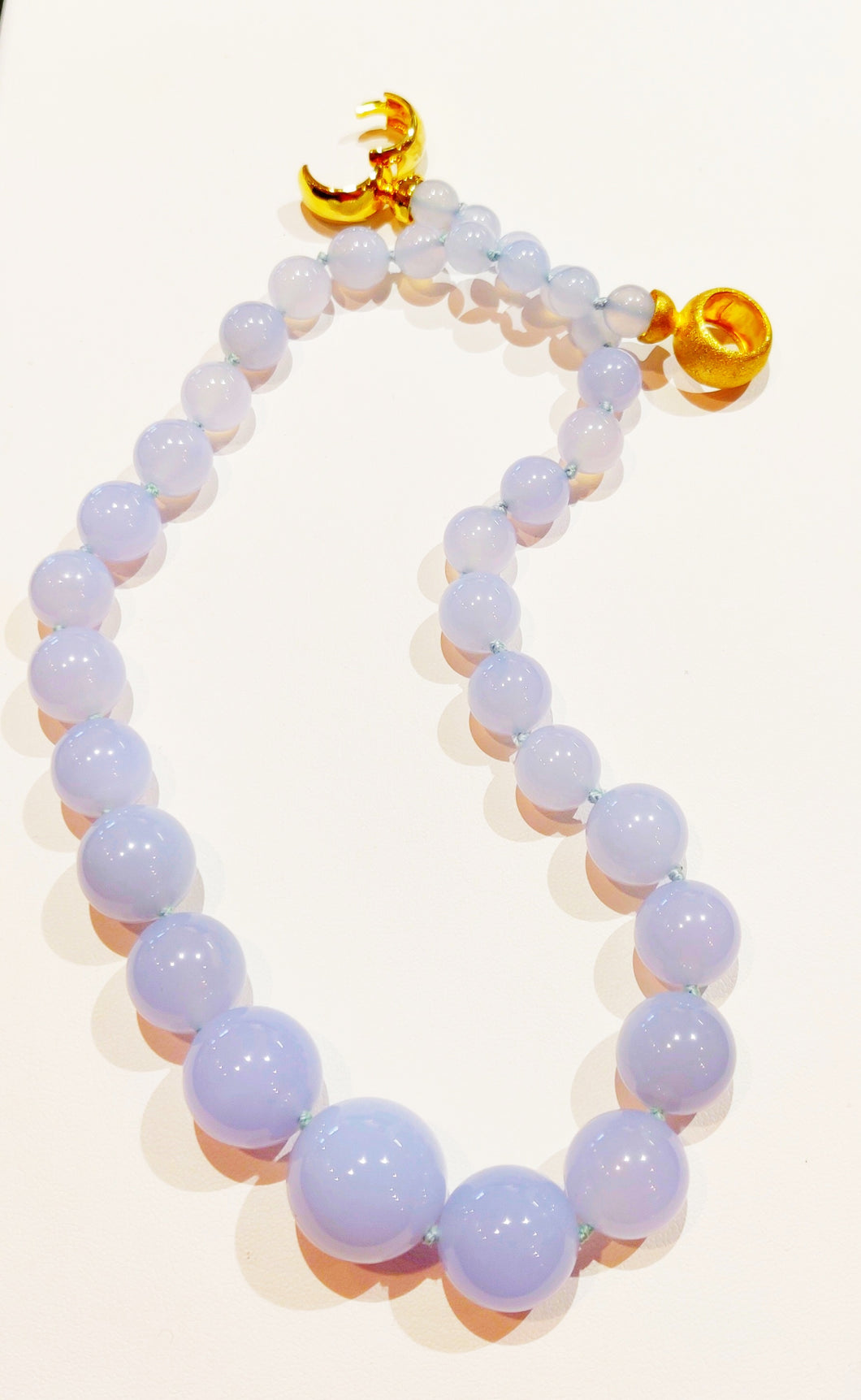 Graduated Blue Chalcedony  Bead Necklace