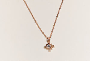 Rose gold and diamond solitaire necklace