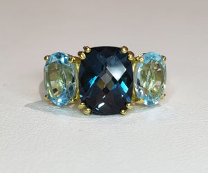 Blue Topaz 3-Stone Ring