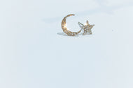 Moon and Star Stud Earrings