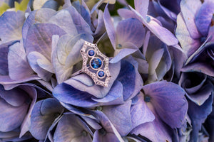 Victorian-style blue sapphire and diamond ring