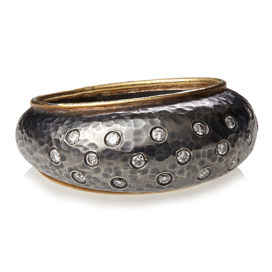 Black Sterling, 18k Gold and Diamond Ring