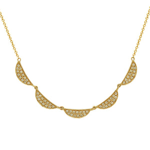 Scalloped Pave Diamond and Gold Necklace